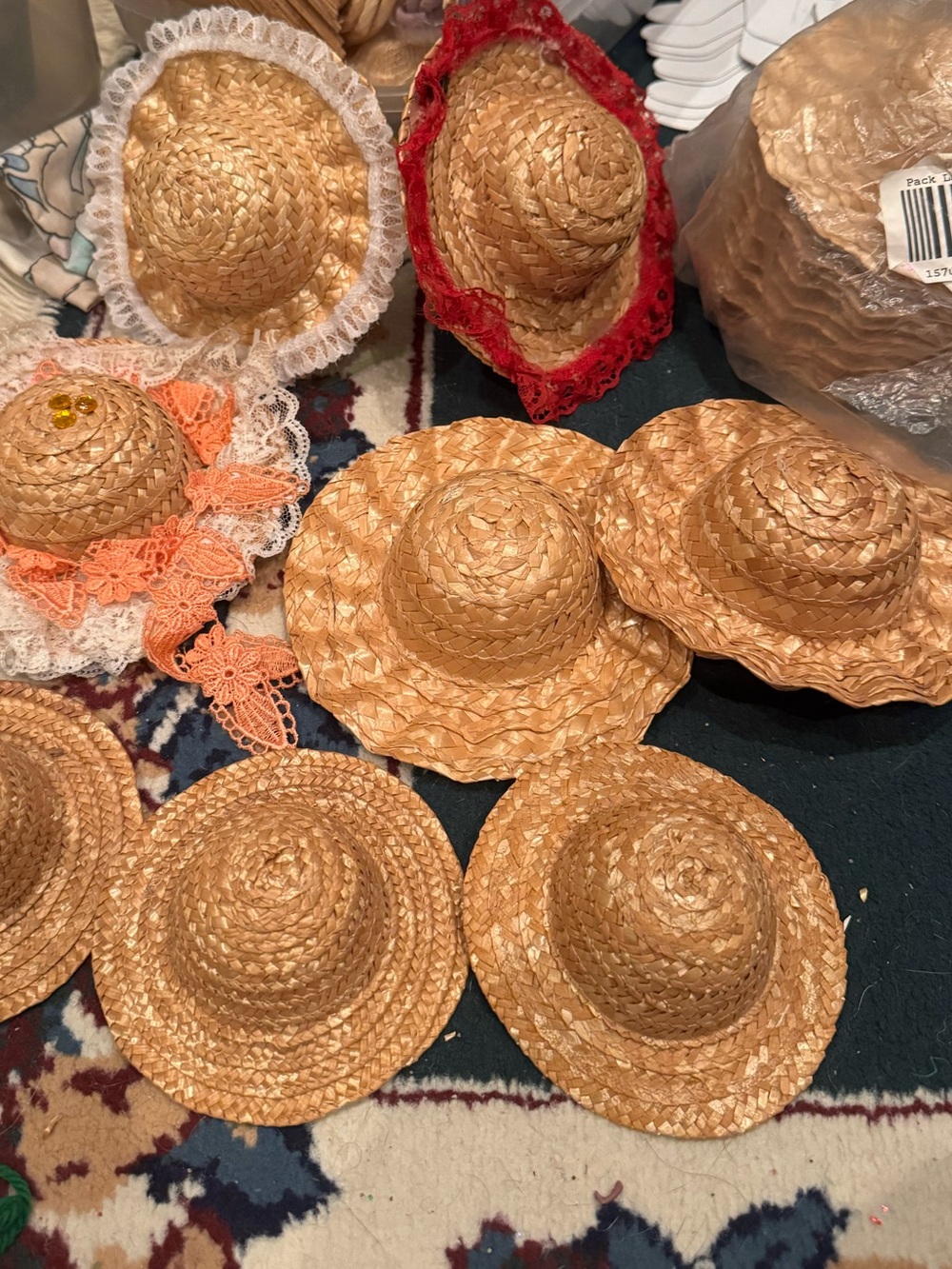 Natural Straw Mini Sun Hat - Pack of Decorative Accent Hats